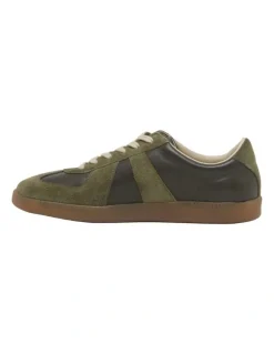Oxford Max Leather/Suede Trainer in Olive
