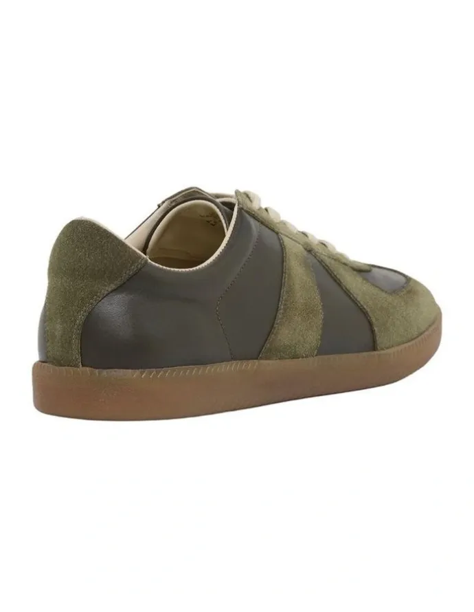 Oxford Max Leather/Suede Trainer in Olive