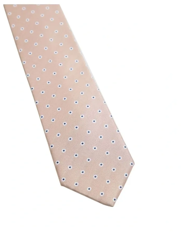Oxford Milton Spot Floral Tie 7cm in Biscuit
