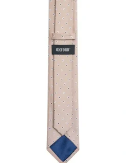Oxford Milton Spot Floral Tie 7cm in Biscuit