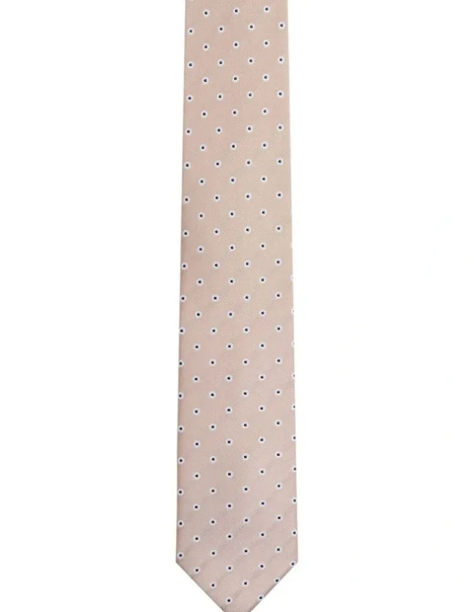 Oxford Milton Spot Floral Tie 7cm in Biscuit