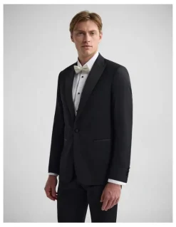 Oxford New Peak Lapel Dinner Suit Jacket in Black