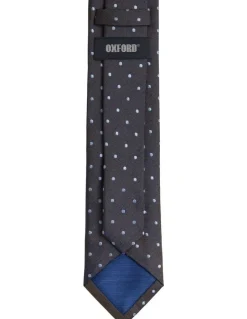 Oxford Roman Spot Silk Tie 7cm in Tobacco