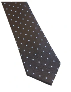 Oxford Roman Spot Silk Tie 7cm in Tobacco