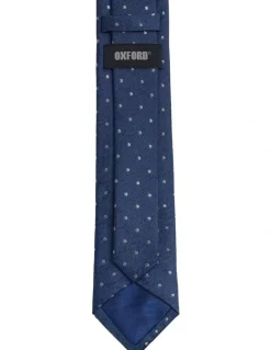 Oxford Roman Spot Silk Tie 7cm in Blue