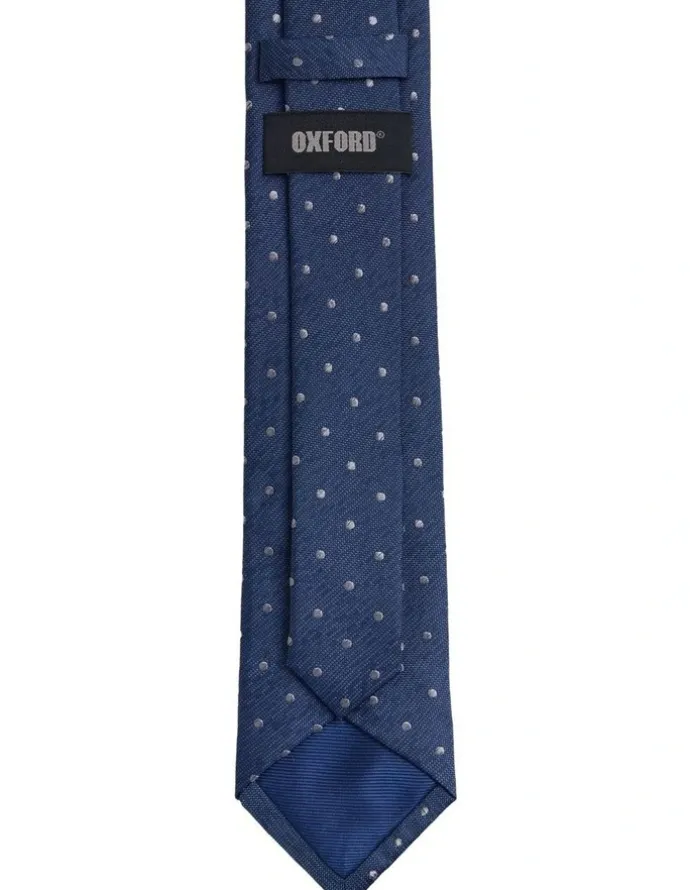 Oxford Roman Spot Silk Tie 7cm in Blue