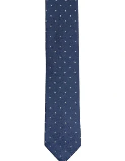 Oxford Roman Spot Silk Tie 7cm in Blue