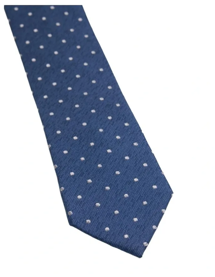 Oxford Roman Spot Silk Tie 7cm in Blue