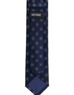 Oxford Rosetta Silk Tie 7cm in Navy
