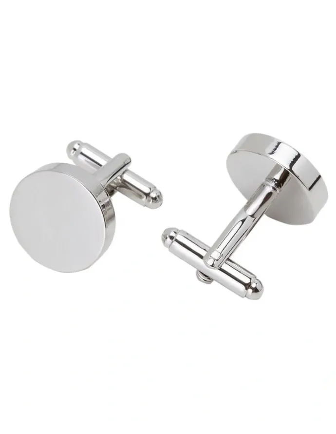 Oxford Round Disc Cuff Link in Silver