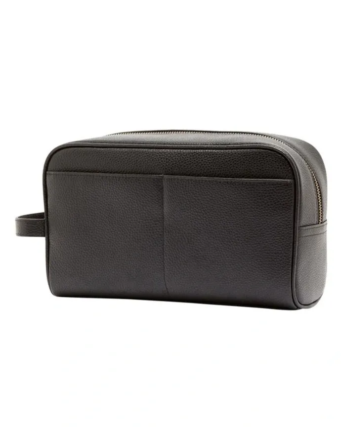 Oxford Royce Leather Wash Bag in Black