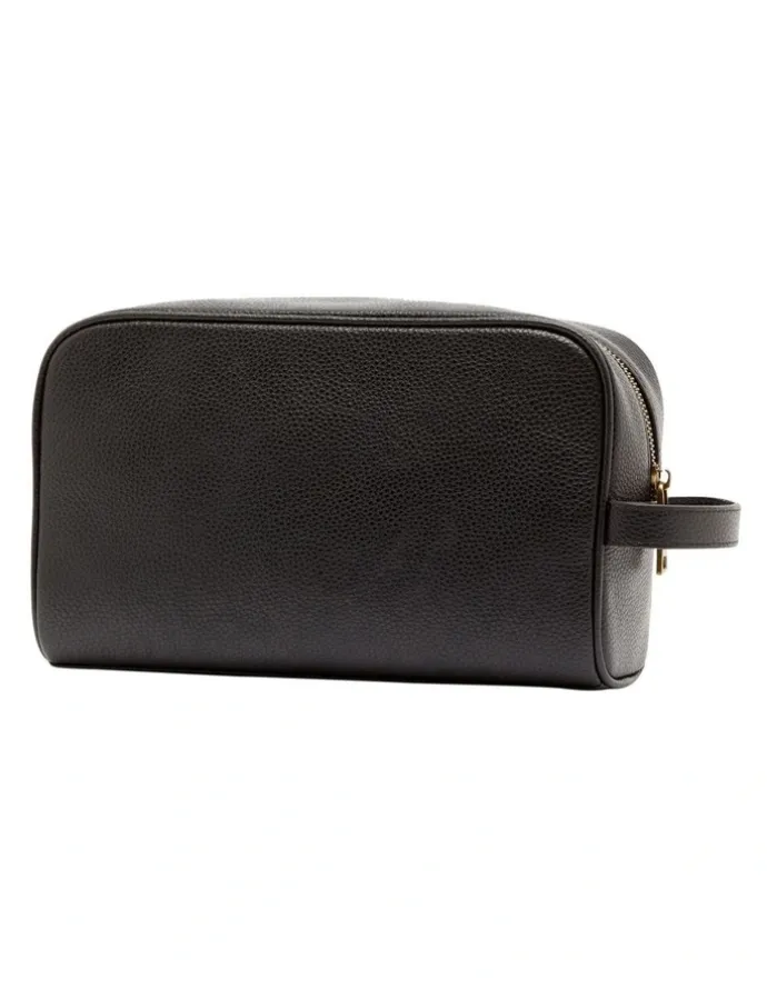 Oxford Royce Leather Wash Bag in Black