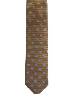 Oxford Ryan Paisley Silk Tie 7cm in Tobacco
