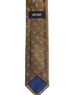 Oxford Ryan Paisley Silk Tie 7cm in Tobacco