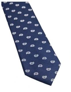 Oxford Ryan Paisley Silk Tie 7cm in Navy