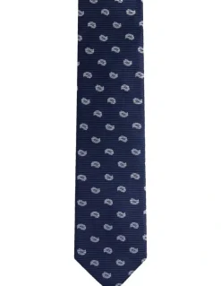 Oxford Ryan Paisley Silk Tie 7cm in Navy