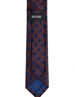 Oxford Thiago Squares Silk Tie 7cm in Red