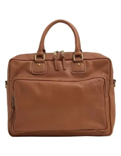 Oxford Thornley Leather Briefcase in Sand/Tan