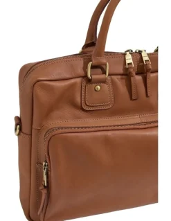 Oxford Thornley Leather Briefcase in Sand/Tan