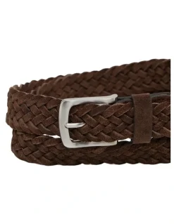 Oxford Weston Plaited Belt in Chocolate