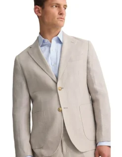 Oxford Wordsworth Wool/Linen Suit Jacket in Sand