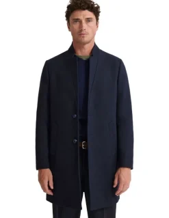 Oxford Austin Wool Rich Coat in Navy
