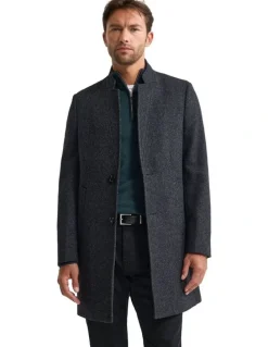Oxford Austin Wool Rich Coat in Charcoal