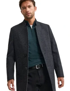 Oxford Austin Wool Rich Coat in Charcoal