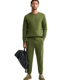 Oxford Benson Organic Cotton Track Pants in Dark Olive