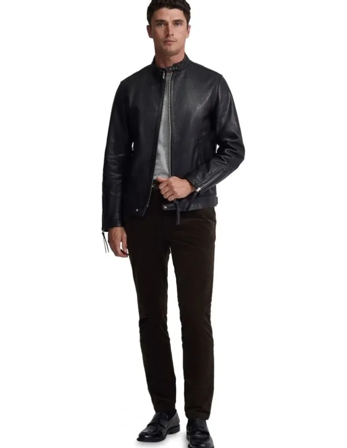 Oxford Biker Leather Jacket in Black
