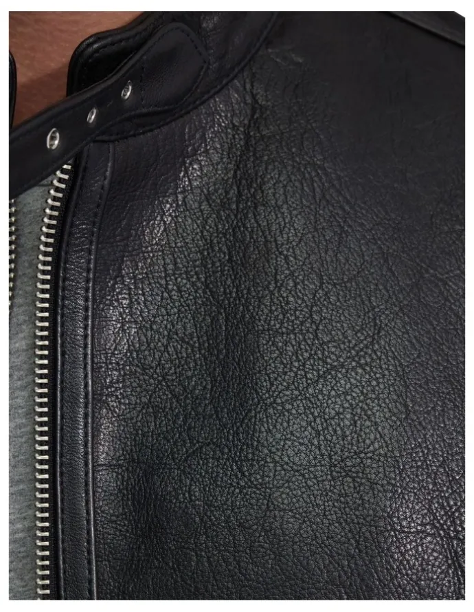 Oxford Biker Leather Jacket in Black
