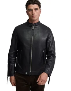 Oxford Biker Leather Jacket in Black