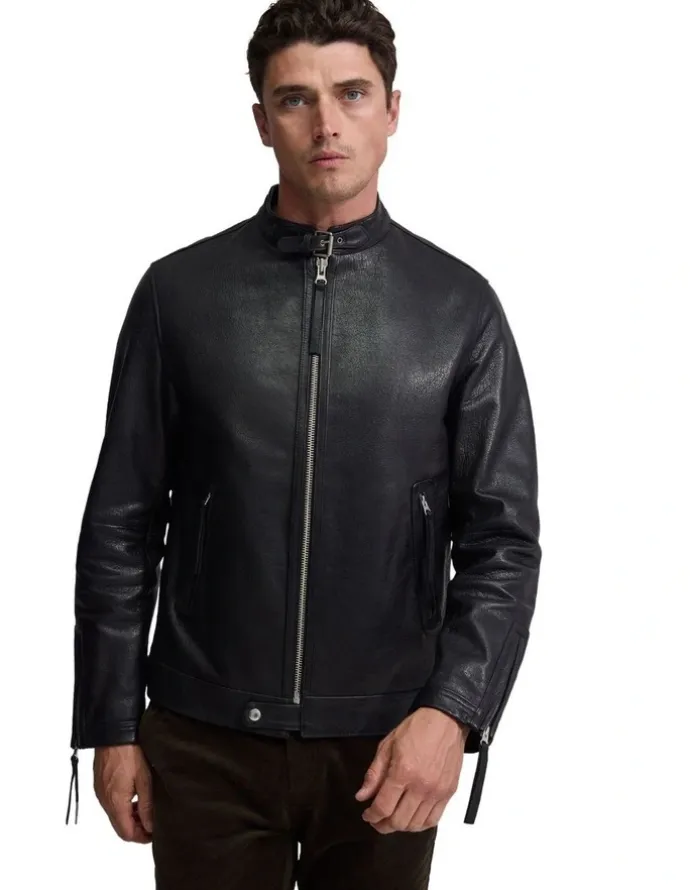 Oxford Biker Leather Jacket in Black