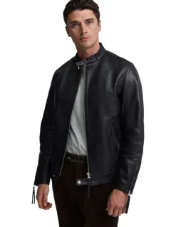Oxford Biker Leather Jacket in Black