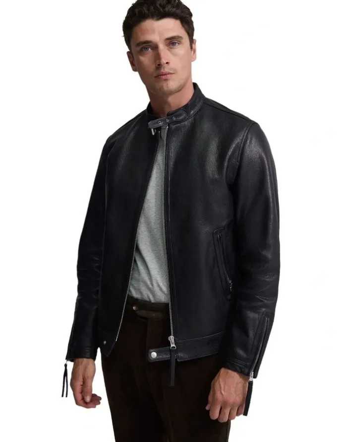 Oxford Biker Leather Jacket in Black