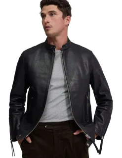 Oxford Biker Leather Jacket in Black