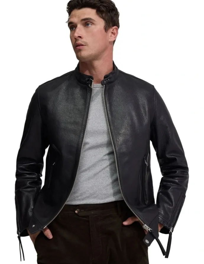 Oxford Biker Leather Jacket in Black