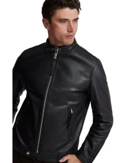 Oxford Biker Leather Jacket in Black