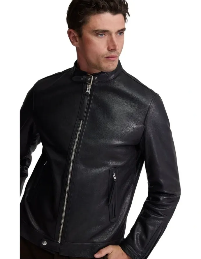 Oxford Biker Leather Jacket in Black