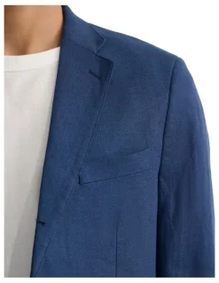 Oxford 3 Button Linen Milton Blazer in Navy