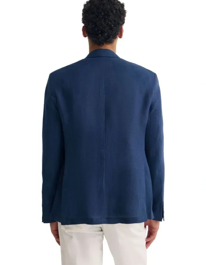 Oxford 3 Button Linen Milton Blazer in Navy