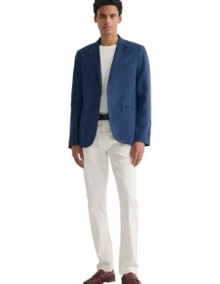 Oxford 3 Button Linen Milton Blazer in Navy