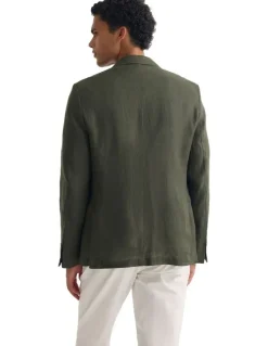 Oxford 3 Button Linen Milton Blazer in Olive