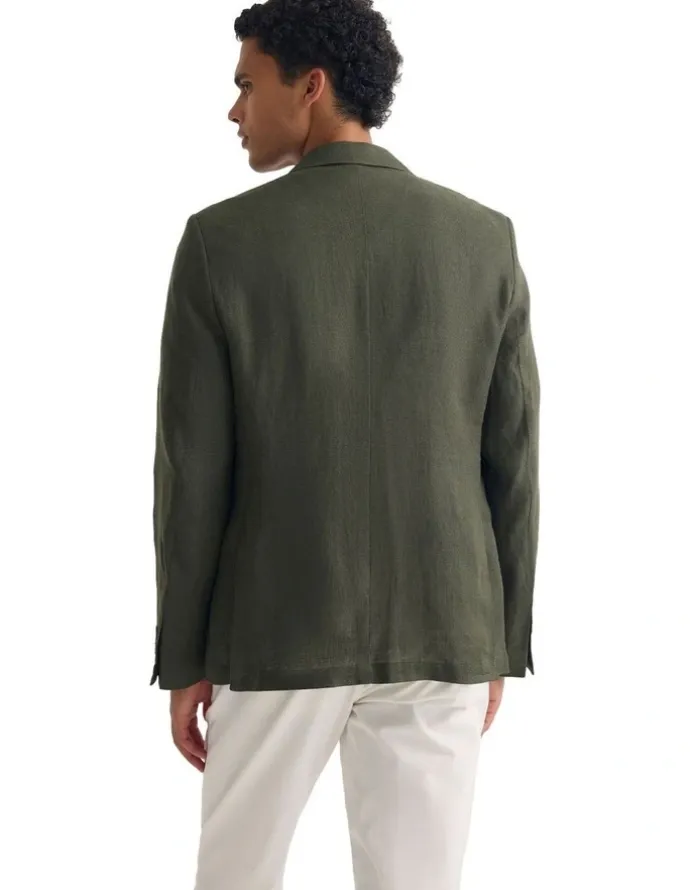 Oxford 3 Button Linen Milton Blazer in Olive