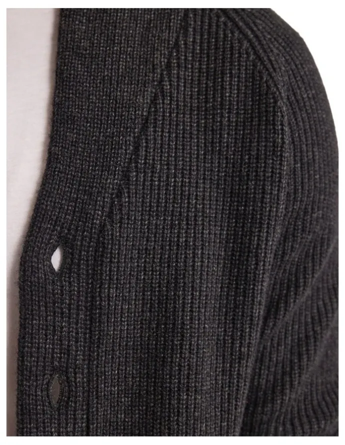 Oxford Caleb Wool Cardigan in Charcoal