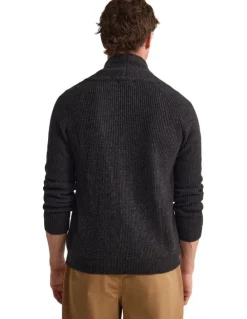 Oxford Caleb Wool Cardigan in Charcoal