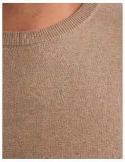 Oxford Cotton Cashmere Crew Neck Knit in Bark
