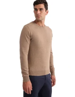 Oxford Cotton Cashmere Crew Neck Knit in Bark