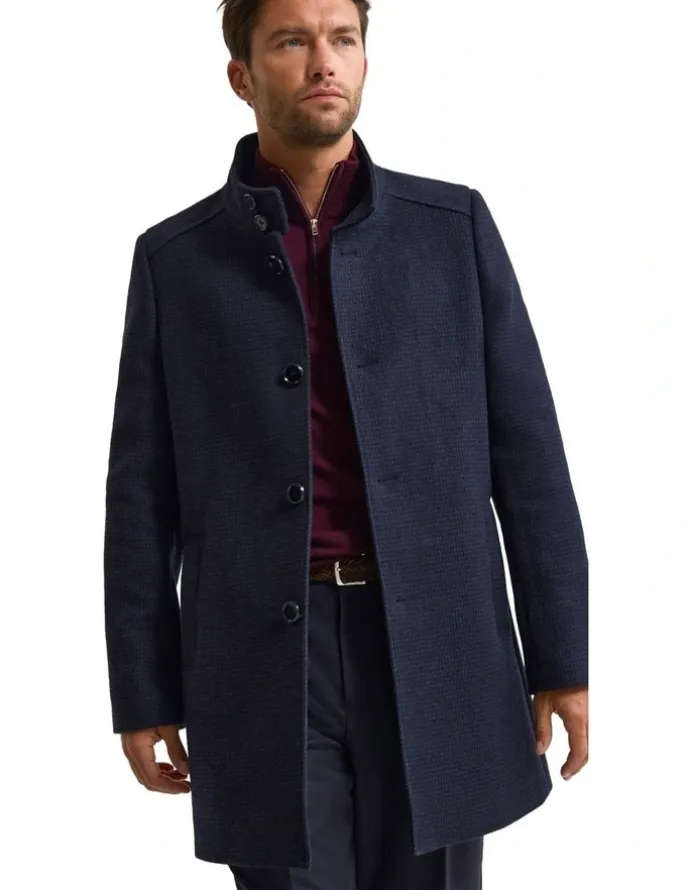 Oxford Dunbar Wool Rich Coat in Navy