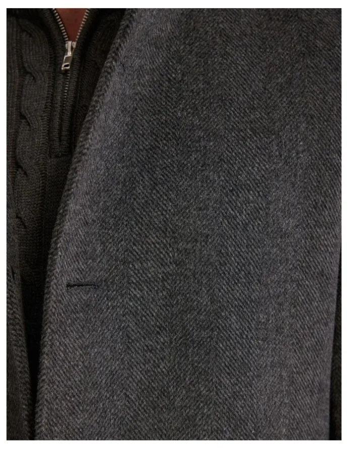 Oxford Dunbar Wool Rich Coat in Grey Herringbone